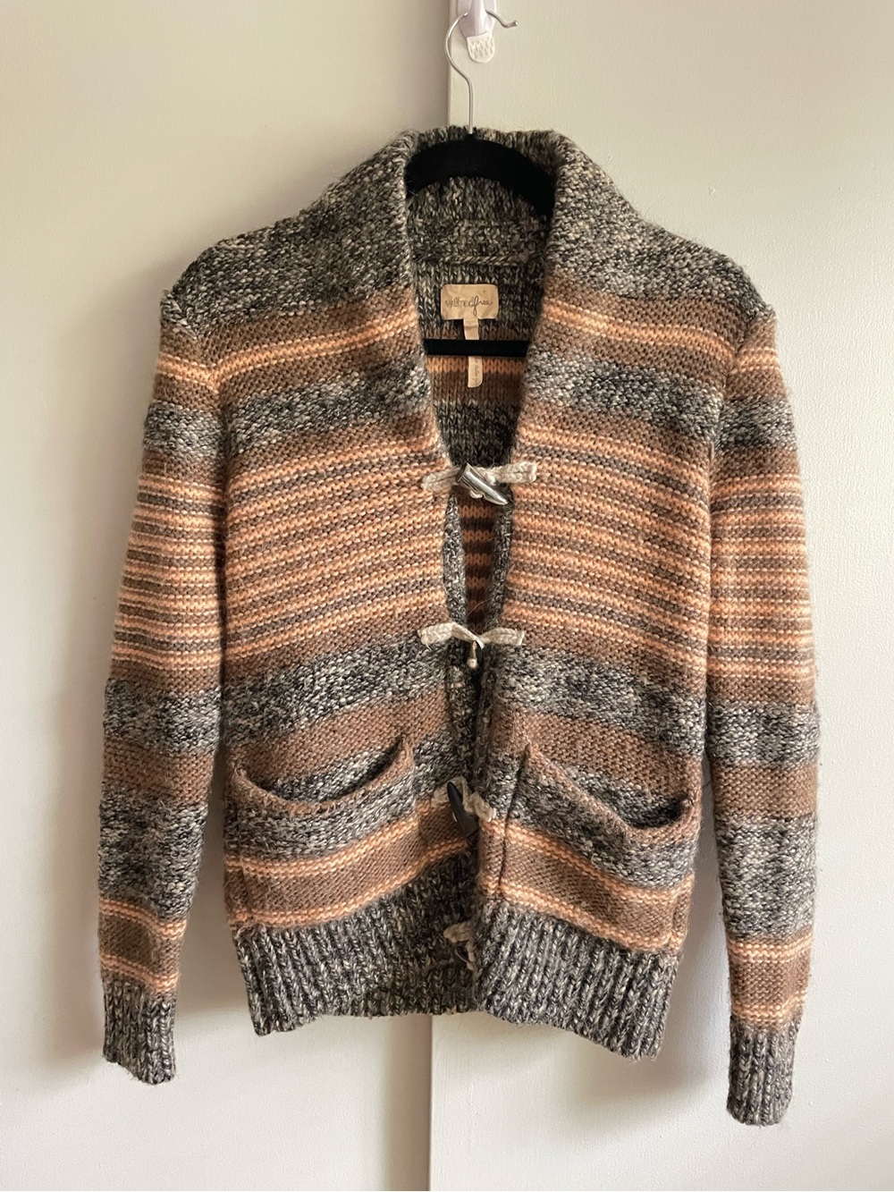 WILFRED FREE Aritzia Erable Alpaca Wool Blend Striped Toggle Cardigan Small